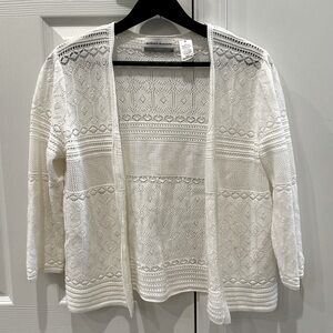 FREE WITH BUNDLE Alfred Dunner petite white cotton eyelet sweater cottagecore